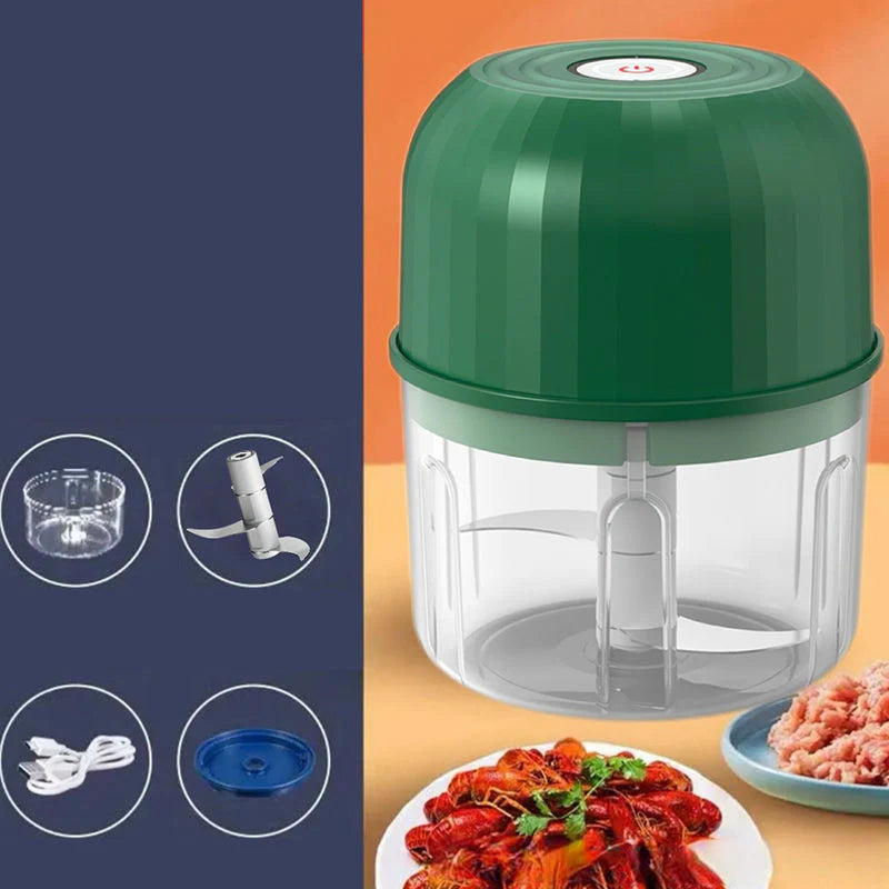 Cordless Multifunctional Mini Electric Food Processor, Wireless Portable Kitchen Chopper for Minced Meat, Garlic & Baby Puree, Fast Food Prep Kitchen Helper