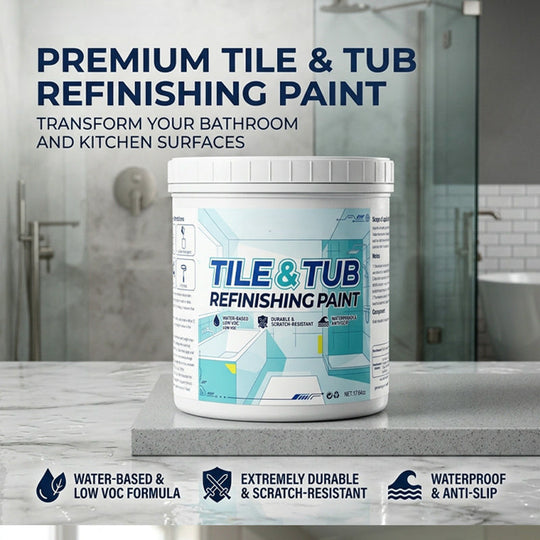✨New Arrival 50% OFF🛁🎨 Tile & Tub Refinishing Paint Kit – Waterproof, anti‑slip finish. Covers stains & cracks. Easy DIY, no pro needed. ✨🛡️
