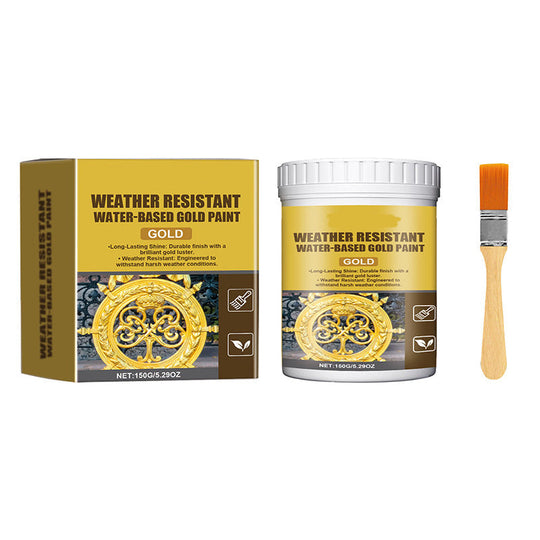 ⏳Limited Time Special Price⏰ Weather Resistant Gold Paint – Water‑based, brilliant shine. Safe for metal, wood & stone. Lasts rain or shine! 🖌️
