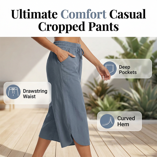 🥳2026 HOT SALE!!🥳 Women's Solid-Color Loose-Fit Cropped Pants !!!