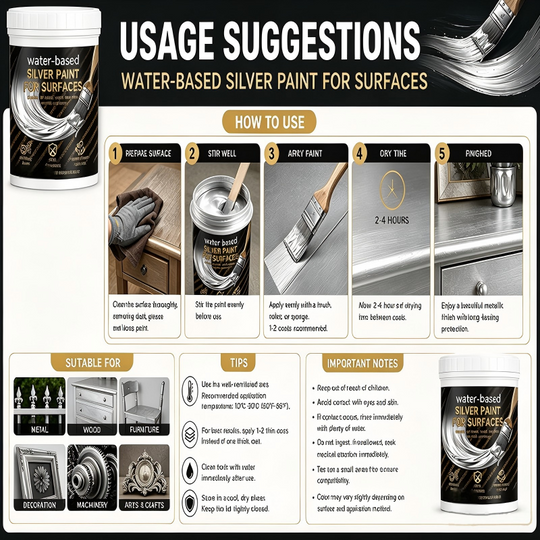 ⏳Limited Time Special Price⏰Water-Based Silver Paint for Metal & Wood