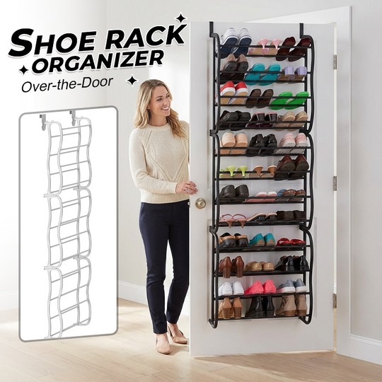 ⏳Limited Time 50% OFF⏰Over-the-Door Shoe Rack Organizer – 24 pockets & tool-free install – Fits standard doors, holds up to 24 pairs – perfect for entryway or closet