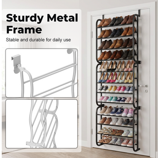 ⏳Limited Time 50% OFF⏰Over-the-Door Shoe Rack Organizer – 24 pockets & tool-free install – Fits standard doors, holds up to 24 pairs – perfect for entryway or closet