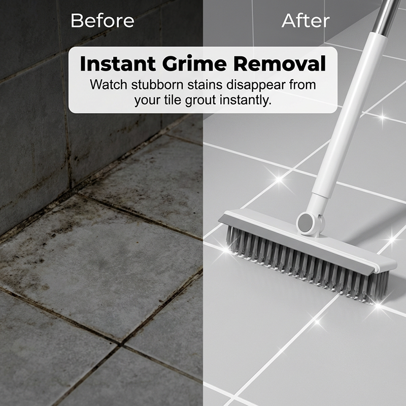 🎉Surprise Price ✨🧹 2-in-1 Grout & Corner Scrubber Brush with Squeegee