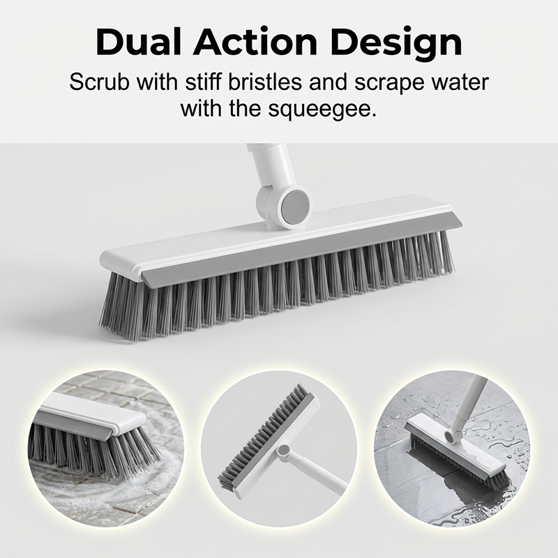 🎉Surprise Price ✨🧹 2-in-1 Grout & Corner Scrubber Brush with Squeegee