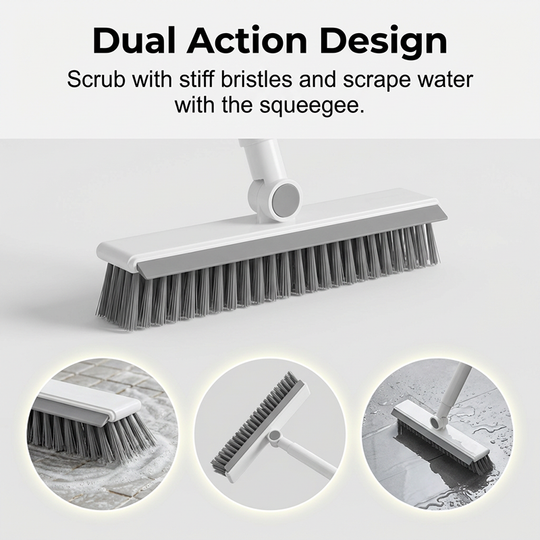🎉Surprise Price ✨🧹 2-in-1 Grout & Corner Scrubber Brush with Squeegee