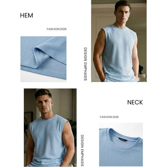 ⚽️🏆️World Cup Sale:30% OFF🎉70K+ SOLD! 🥳Men's Ribbed Sleeveless Tank Top & Pants 2-Piece Set