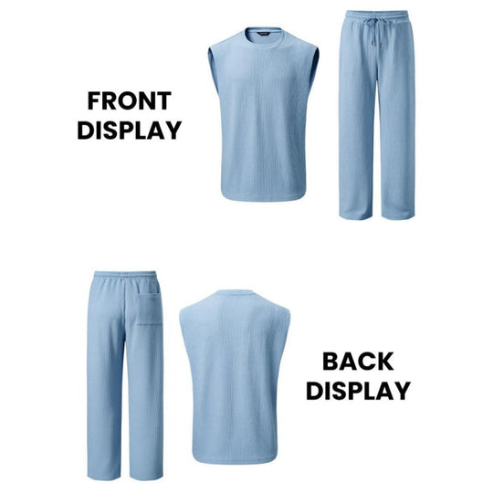 ⚽️🏆️World Cup Sale:30% OFF🎉70K+ SOLD! 🥳Men's Ribbed Sleeveless Tank Top & Pants 2-Piece Set