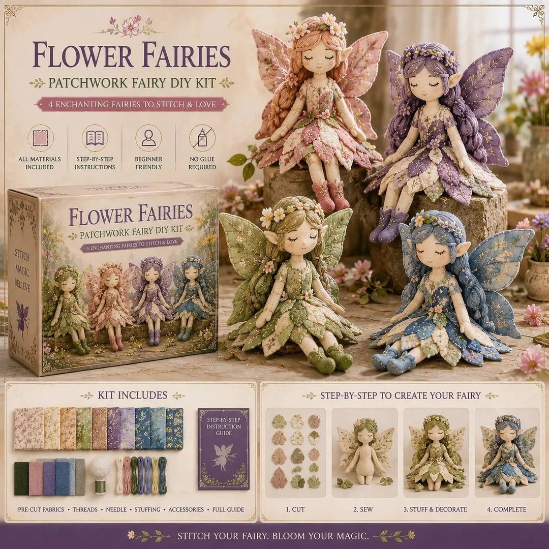 🧵🧚Fairy Patchwork DIY Collection🌸Dreamy Floral Fabric Patches✨Vintage Mixed Material Scrapbook Handmade Kit💐