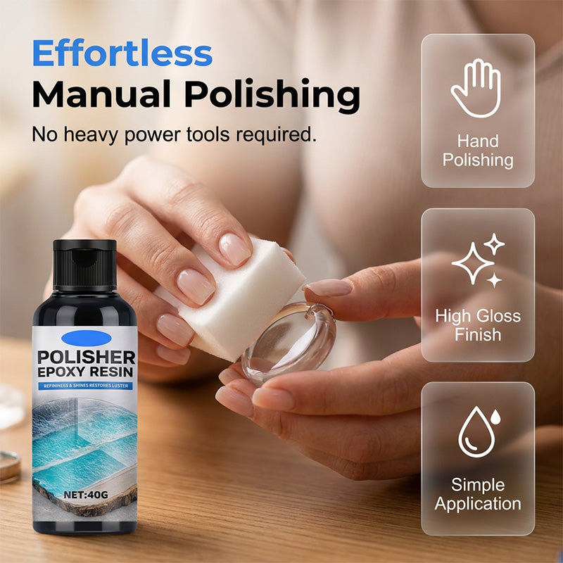 Epoxy Resin Polish – Restores dull resin to crystal‑clear high gloss. Removes scratches & haze. Effortless hand polish!