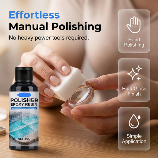 Epoxy Resin Polish – Restores dull resin to crystal‑clear high gloss. Removes scratches & haze. Effortless hand polish!
