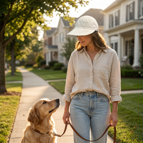 Women’s UPF 50+ Elegant Foldable Sun Hat – Wide-Brim Cotton Bucket Hat with Neck Flap & Adjustable Strap 🌞🇬🇧 | Packable, Breathable & Beach-Ready