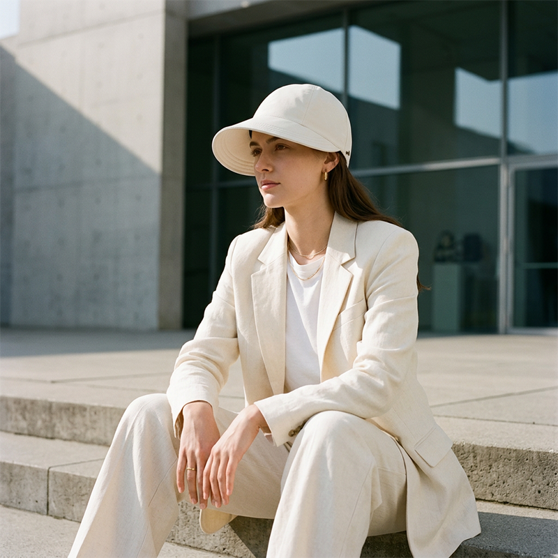 Women’s UPF 50+ Elegant Foldable Sun Hat – Wide-Brim Cotton Bucket Hat with Neck Flap & Adjustable Strap 🌞🇬🇧 | Packable, Breathable & Beach-Ready