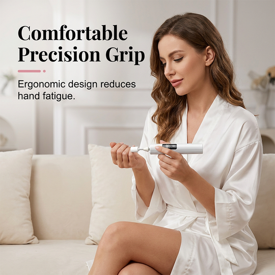 Professional Electric Nail Polisher – Smooths thick nails, 99-speed display. Multiple heads for shaping & buffing. Salon at home! 🌟💎
