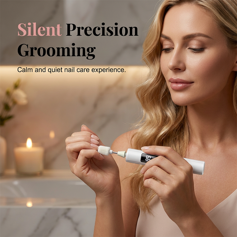 Professional Electric Nail Polisher – Smooths thick nails, 99-speed display. Multiple heads for shaping & buffing. Salon at home! 🌟💎