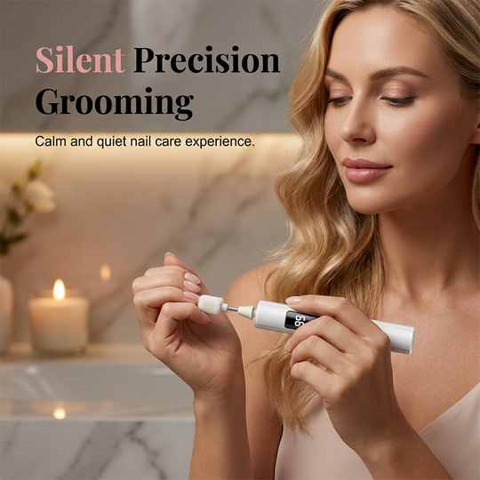 Professional Electric Nail Polisher – Smooths thick nails, 99-speed display. Multiple heads for shaping & buffing. Salon at home! 🌟💎