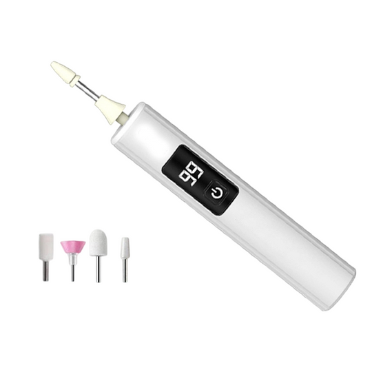 Professional Electric Nail Polisher – Smooths thick nails, 99-speed display. Multiple heads for shaping & buffing. Salon at home! 🌟💎