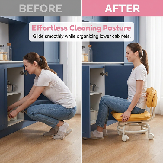 ⏳Time-Limited Special⏰ Rolling Low Stool with Backrest – Padded seat & silent casters – Perfect for workshops, garages or studios – comfortable and mobile 🛠️✨