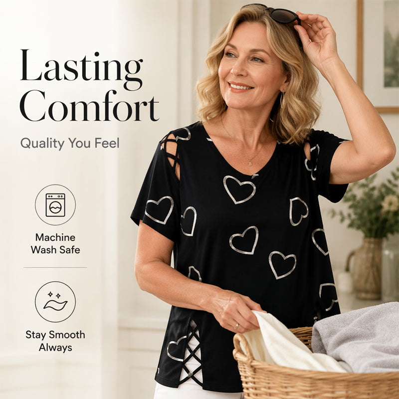 ⏳Time-Limited Special⏰Women’s Heart Print V-Neck Top