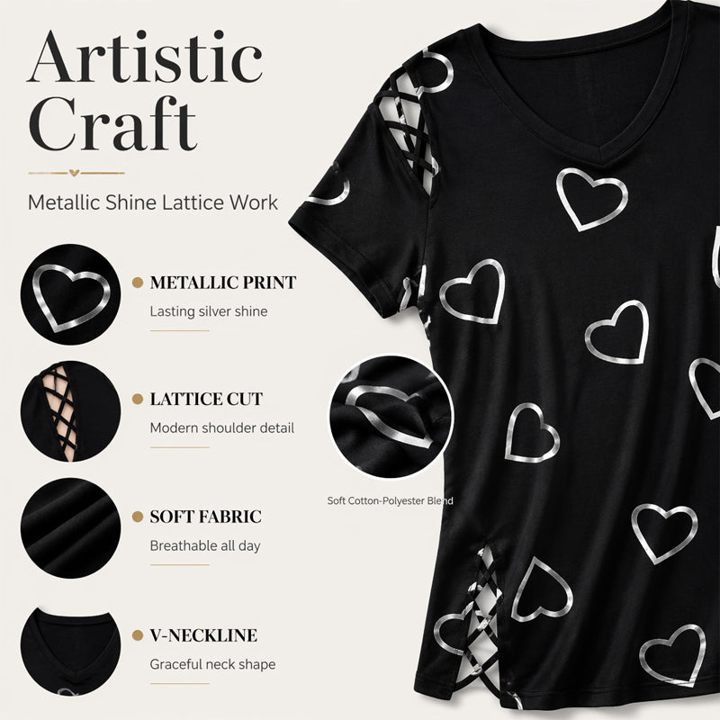 ⏳Time-Limited Special⏰Women’s Heart Print V-Neck Top