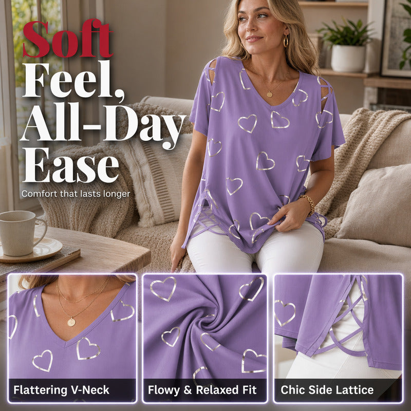 ⏳Time-Limited Special⏰Women’s Heart Print V-Neck Top
