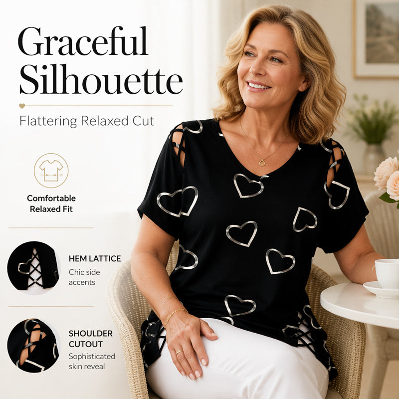 ⏳Time-Limited Special⏰Women’s Heart Print V-Neck Top