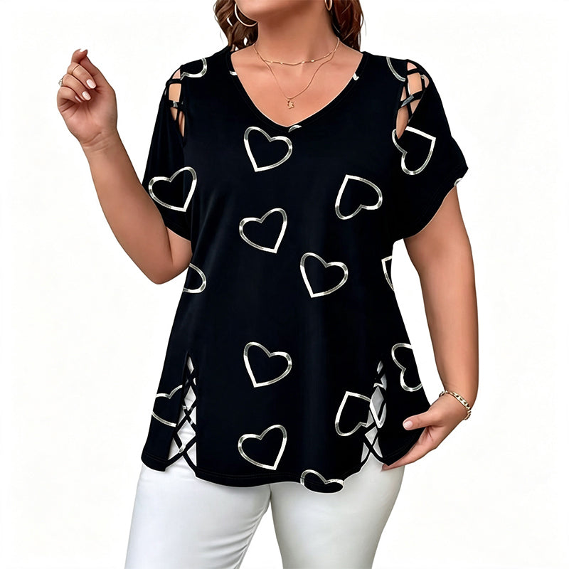 ⏳Time-Limited Special⏰Women’s Heart Print V-Neck Top