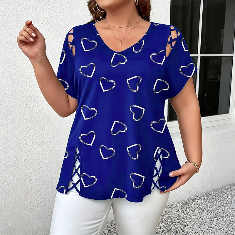 ⏳Time-Limited Special⏰Women’s Heart Print V-Neck Top