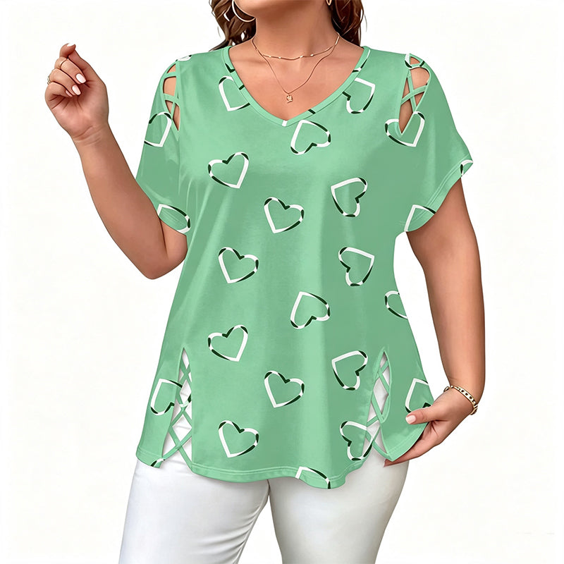 ⏳Time-Limited Special⏰Women’s Heart Print V-Neck Top