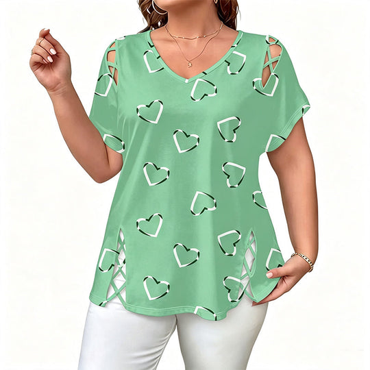 ⏳Time-Limited Special⏰Women’s Heart Print V-Neck Top