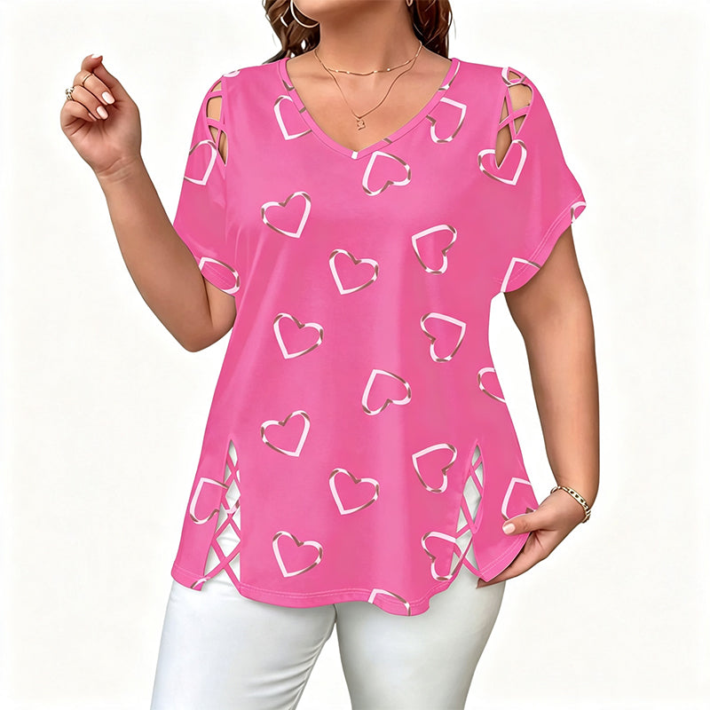 ⏳Time-Limited Special⏰Women’s Heart Print V-Neck Top