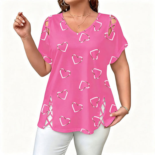 ⏳Time-Limited Special⏰Women’s Heart Print V-Neck Top