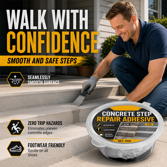 🔧🏠Concrete Step Repair Adhesive – Permanently bonds cracked stairs & walkways. Weatherproof – resists heat, ice & rain. Walk safely again! 🛡️✨