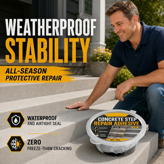 🔧🏠Concrete Step Repair Adhesive – Permanently bonds cracked stairs & walkways. Weatherproof – resists heat, ice & rain. Walk safely again! 🛡️✨
