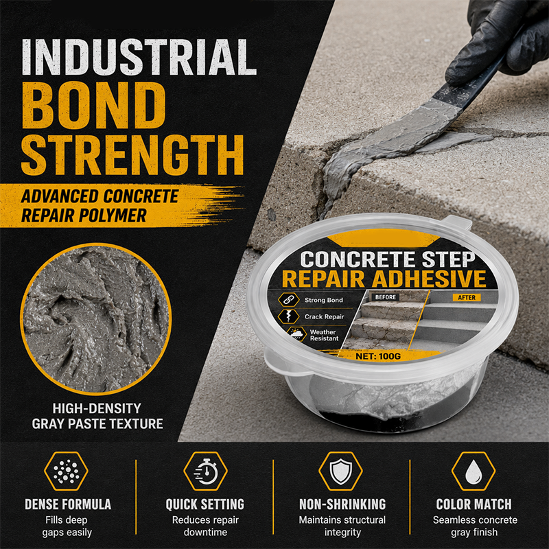 🔧🏠Concrete Step Repair Adhesive – Permanently bonds cracked stairs & walkways. Weatherproof – resists heat, ice & rain. Walk safely again! 🛡️✨