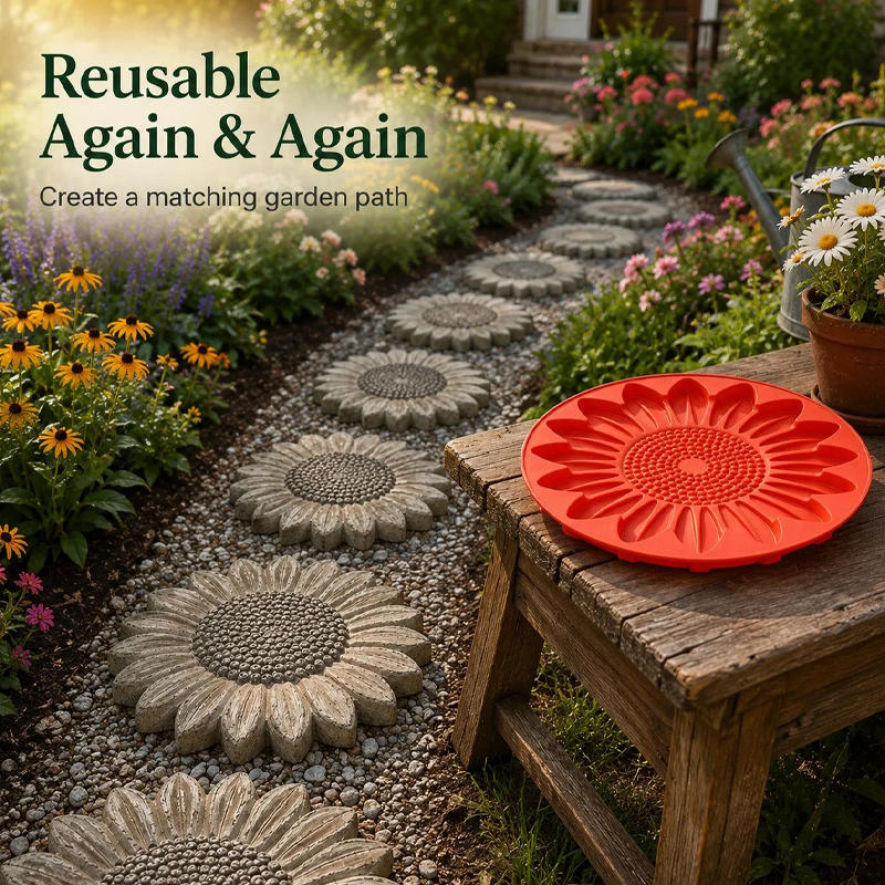 Reusable Silicone Stepping Stone Mold for DIY Garden Pathways