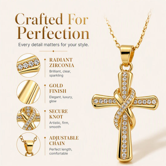 Women's Sparkling Twisted Knot Cross Pendant Necklace – Elegant Faith-Inspired Design with Brilliant Shine ✨