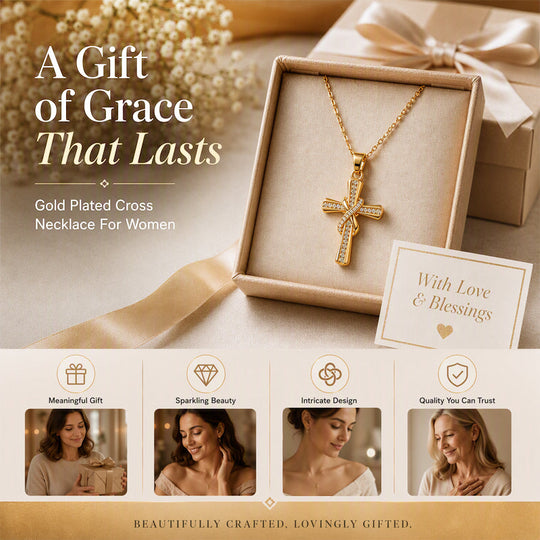 Women's Sparkling Twisted Knot Cross Pendant Necklace – Elegant Faith-Inspired Design with Brilliant Shine ✨