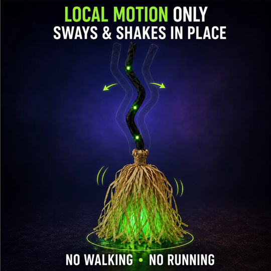 🧙 Bring Your Garden to Life This Halloween – Animated Witch Broom with Lights & Spooky Sounds