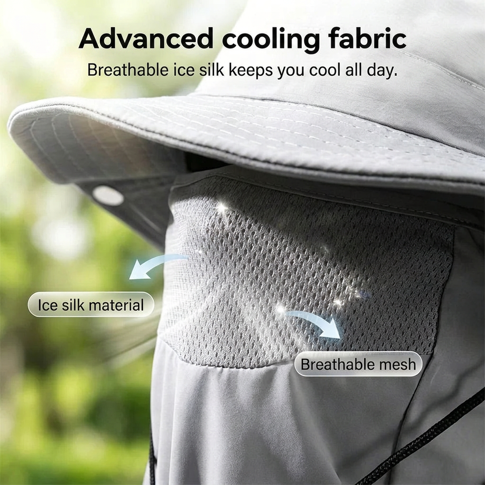 🧢🎣 Breathable Bucket Hat with Detachable Face Cover – UPF 50+ Protection, Lightweight and Ideal for Outdoor Activities 🛡️