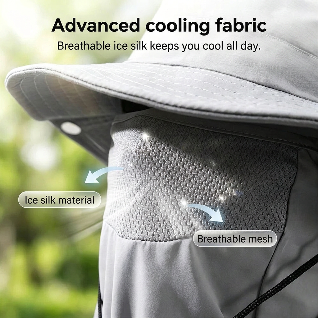 🧢🎣 Breathable Bucket Hat with Detachable Face Cover – UPF 50+ Protection, Lightweight and Ideal for Outdoor Activities 🛡️