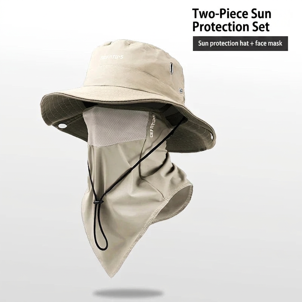 🧢🎣 Breathable Bucket Hat with Detachable Face Cover – UPF 50+ Protection, Lightweight and Ideal for Outdoor Activities 🛡️