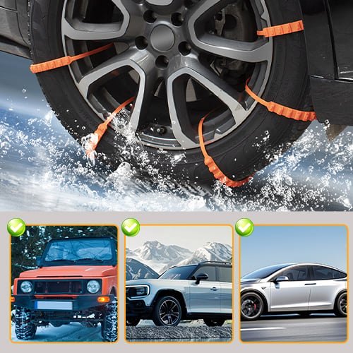 🎅 BRĪVDIENU IZPĀRDOŠANA🚗⛓️Universālas, atkārtoti lietojamas, neslīdošas neilona riepu ķēdes❄️